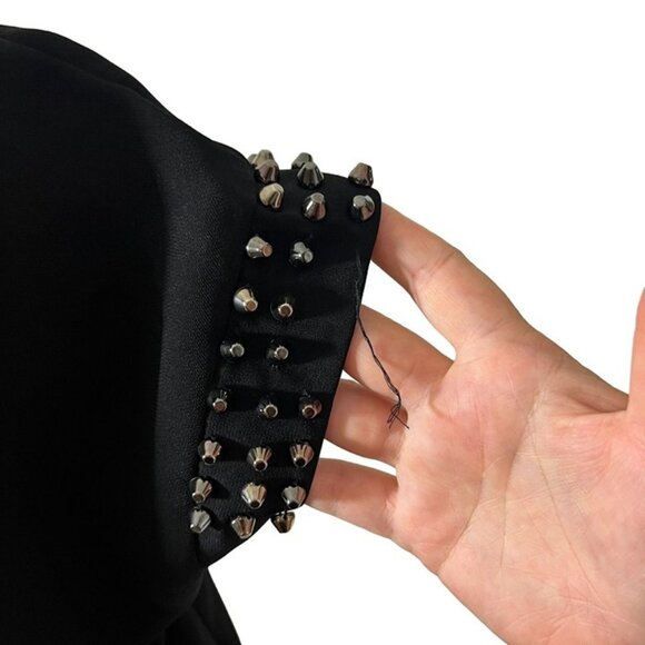 Forever 21 blouse women's S black studded short sleeve - Picture 7 of 8